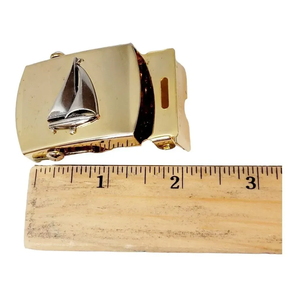 Small Belt Buckle‎ Solid Brass SAILBOAT NAUTICAL BEACH design